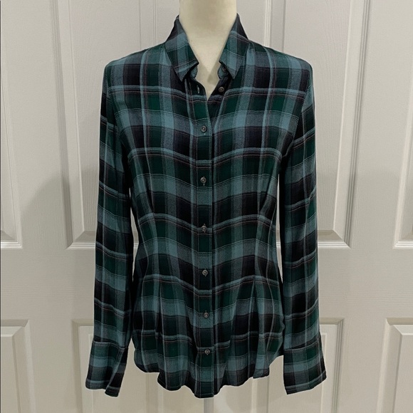 Treasure & Bond Green Plaid Button Down Shirt - Picture 1 of 6